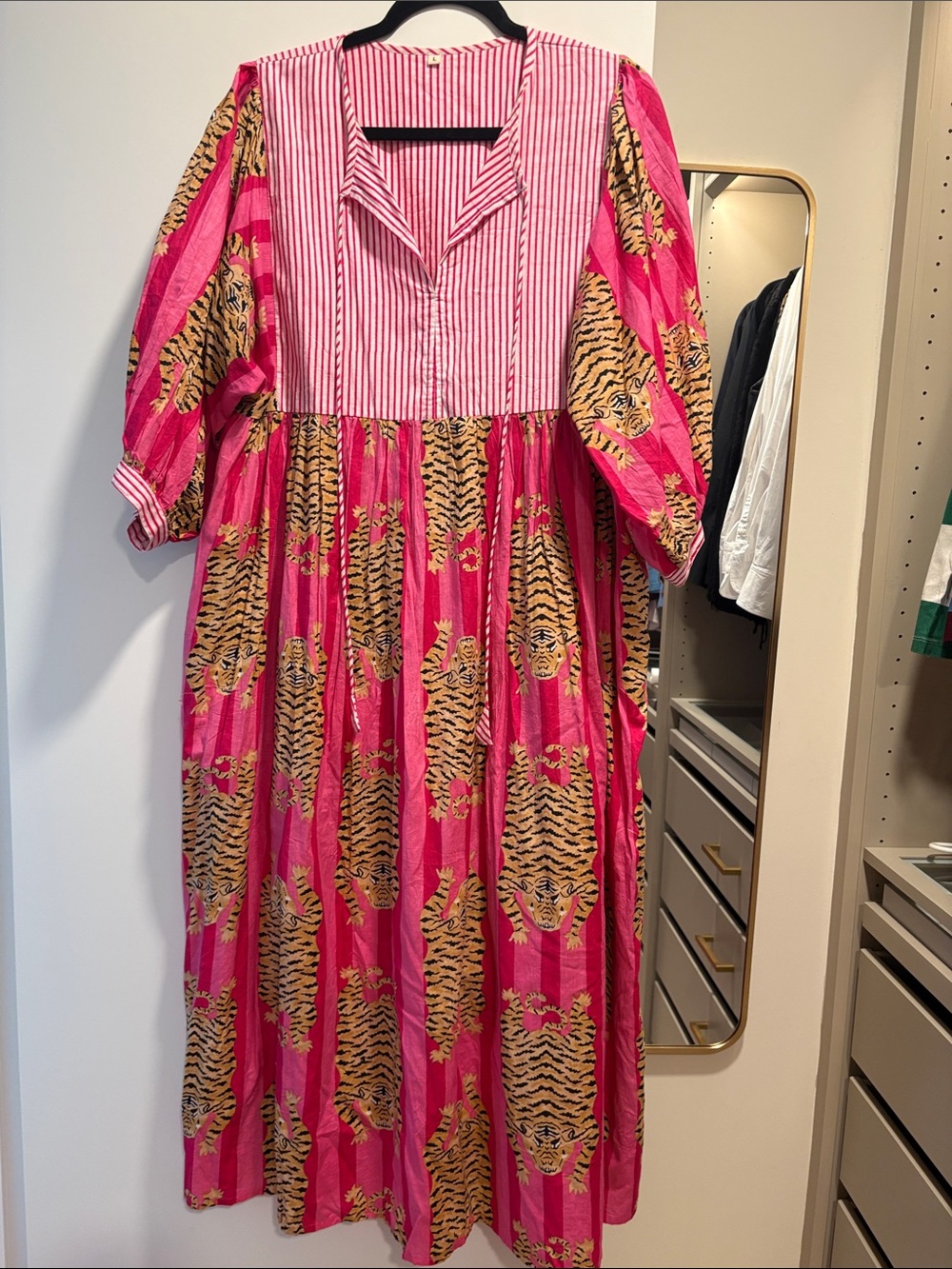 Pink Tiger-Print Maxi Dress